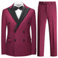 Rogers & Morris Tuxedo Suits for Men Solid 2 Piece Regular Fit Formal Set Peak Lapels Double Breasted Jacket and Pants Burgundy M
