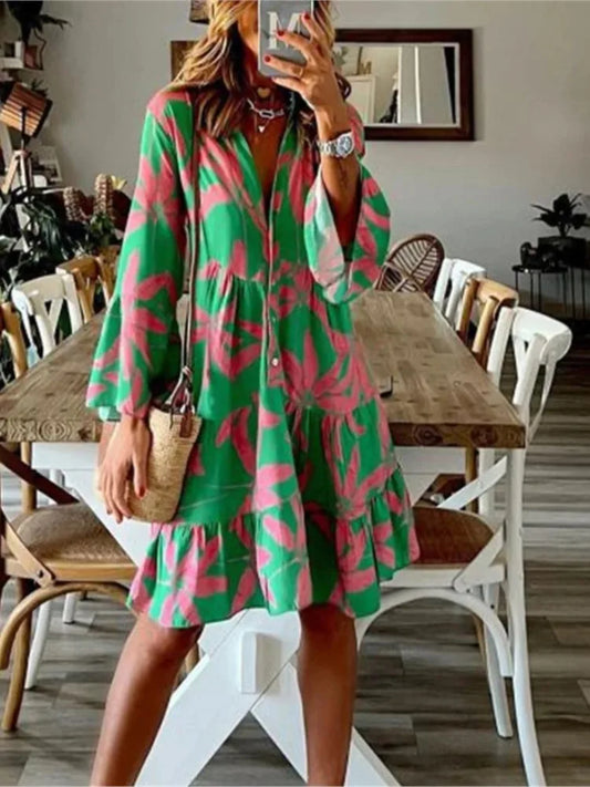 Vestido camisero bohemio de vacaciones