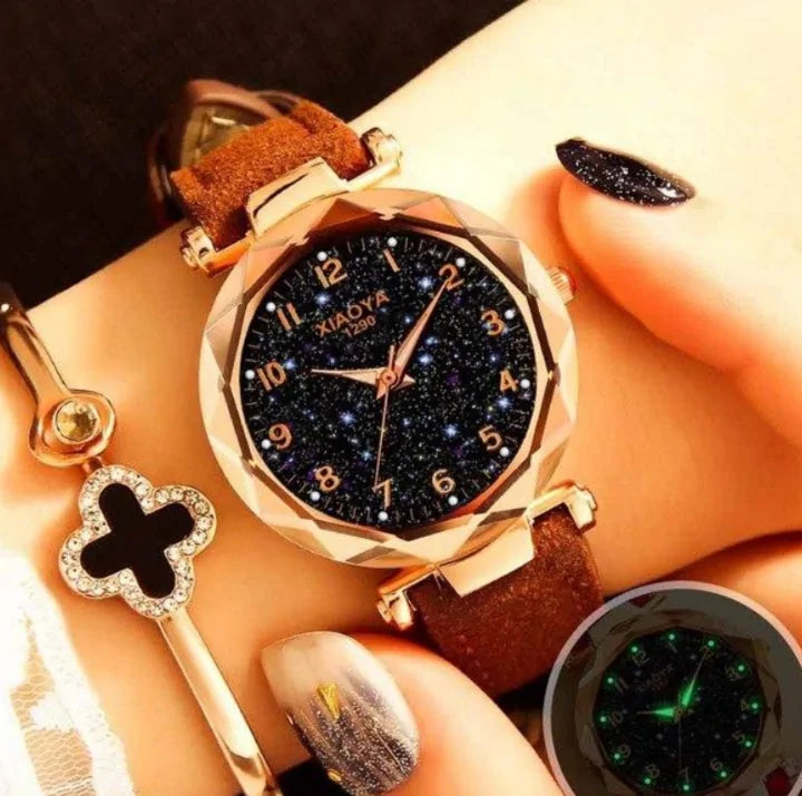 Reloj Star Sky de cuero de primera calidad