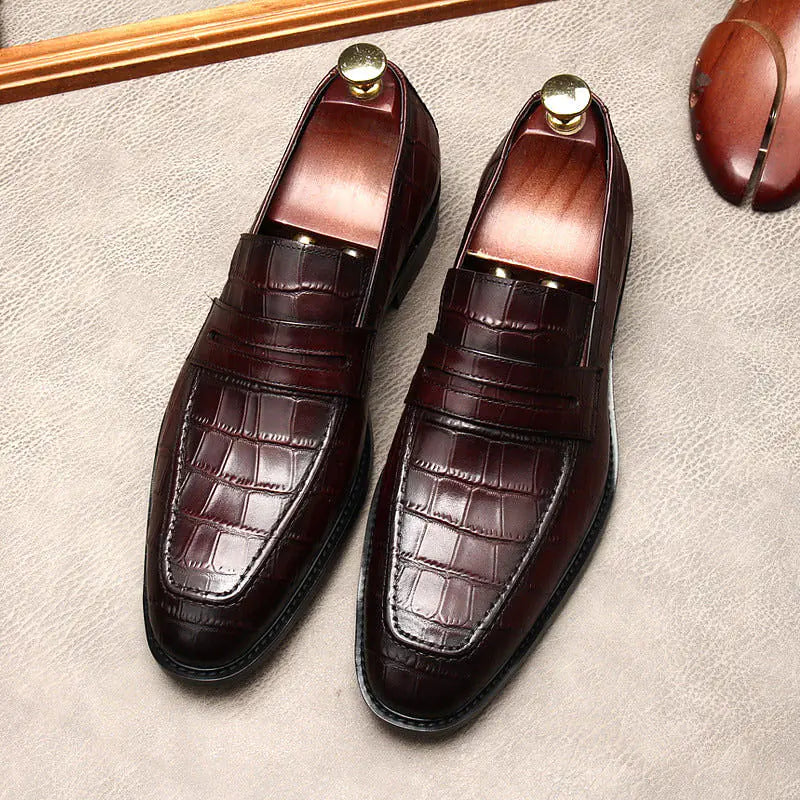 Elegante Loafer aus Leder mit Alligator-Print (Krokodilmuster)