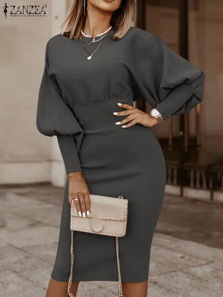 Vestido De Manga Mujer Elegante
