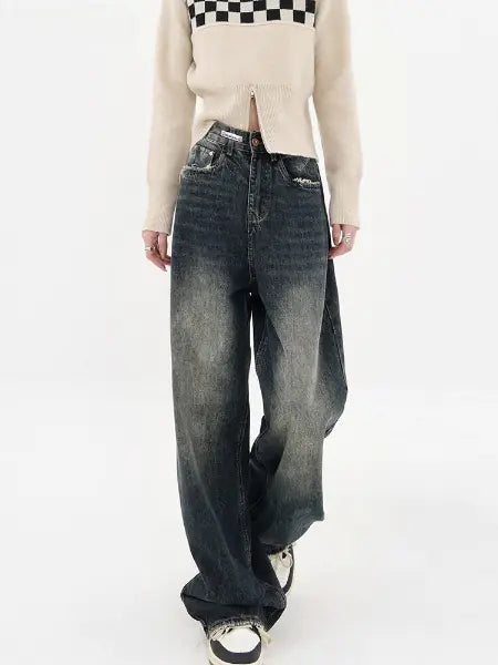 Vaqueros retro de pierna ancha Harajuku