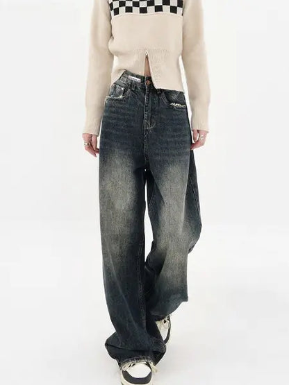 Vaqueros retro de pierna ancha Harajuku