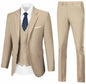 Mens 3 Piece Suit SetSlim Fit Suits for MenSolid JacketVestPants Tuxedo Champagne 3XL