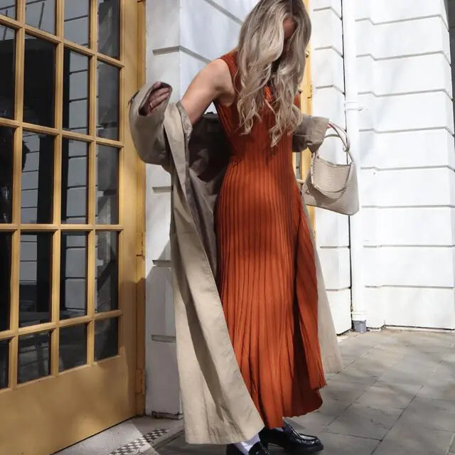 Vestido largo de punto para mujer