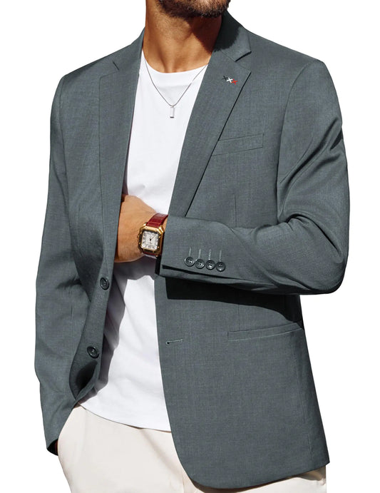 PJ PAUL JONES Mens Blazers and Sport Coats Lightweight Casual Two Buttons Sports Coat Notch Lapels Business Grey M