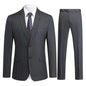 Mens 3 Piece Stripe Suits Set Checked 2 Button Tux Blazer Jacket Vest Trousers