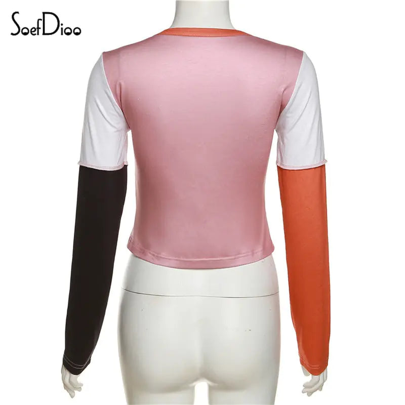 Camisetas streetwear Tops cortos estampados negros