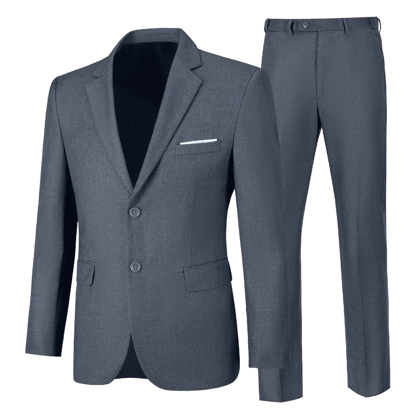 Mens Business Suit 2 Piece Slim Fit Drak Grey Homecoming Suits for Young Men Tuxedo Jacket and Pants SetS