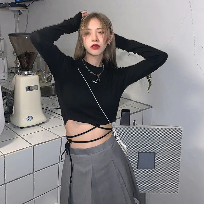 Camisetas de manga larga Diseño de mujer Sexy Crop Ins