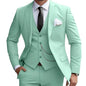 Bessmate Mens 3 Pieces Classic Suit Wedding Blazer Grooms Jackets Vests Pants Suits Mint Green