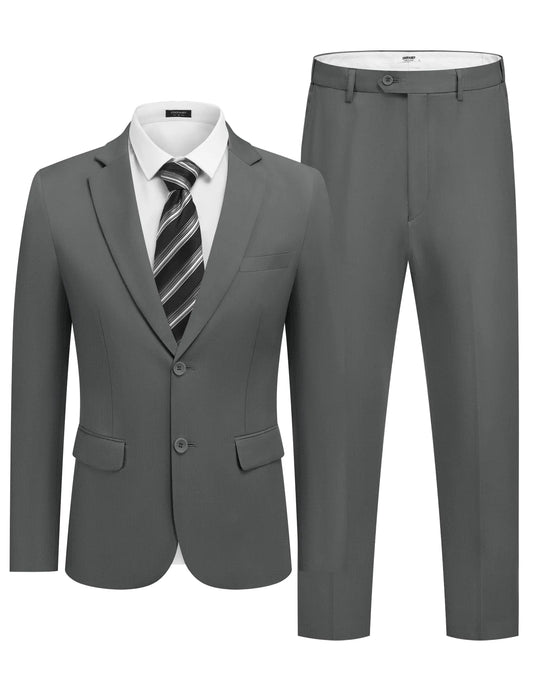 COOFANDY Mens 2 Piece Suit Slim Fit 2 Button Formal Jacket Suits Pants Set for Wedding Business Prom Dark Grey