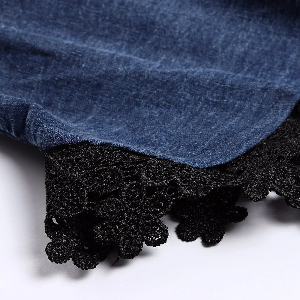 Vestido camisero de gasa de mujer de moda casual con botones de mezclilla