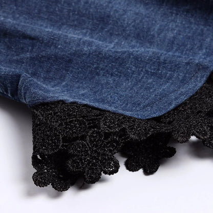 Vestido camisero de gasa de mujer de moda casual con botones de mezclilla