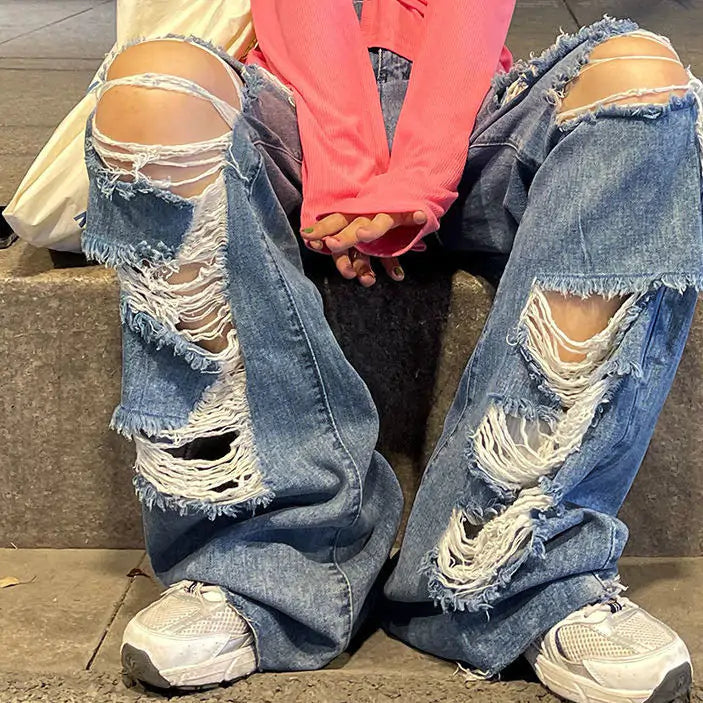 Vaqueros rotos de cintura alta