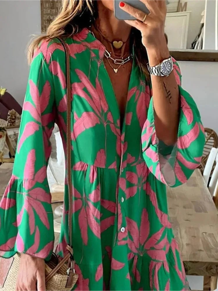 Vestido camisero bohemio de vacaciones