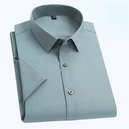 Camisa blanca de negocios de manga corta hidrofóbica impermeable a prueba de manchas de aceite para hombres