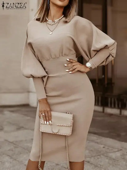 Vestido De Manga Mujer Elegante