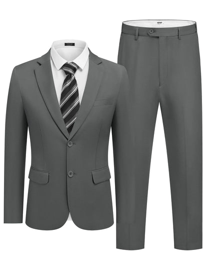 COOFANDY Mens 2 Piece Suit Slim Fit 2 Button Formal Jacket Suits Pants Set for Wedding Business Prom Dark Grey