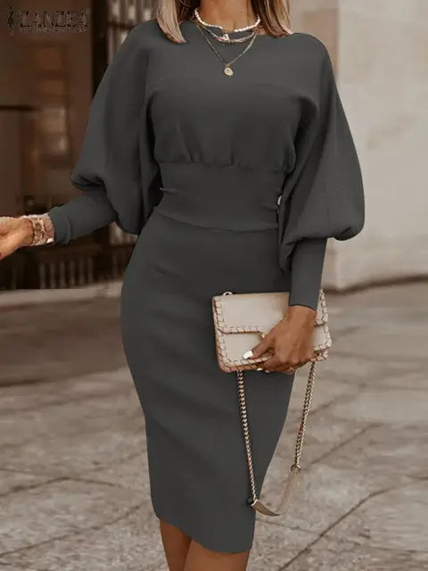 Vestido De Manga Mujer Elegante