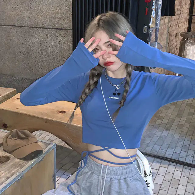 Camisetas de manga larga Diseño de mujer Sexy Crop Ins