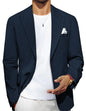PJ PAUL JONES Mens Sport Coats and Blazers Cotton-Linen Breathable Blazer Jacket Peak Lapel 2 Button Sport Coat Navy Blue