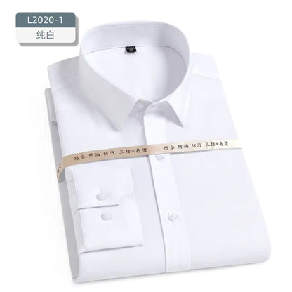Camisa blanca de negocios de manga corta hidrofóbica impermeable a prueba de manchas de aceite para hombres