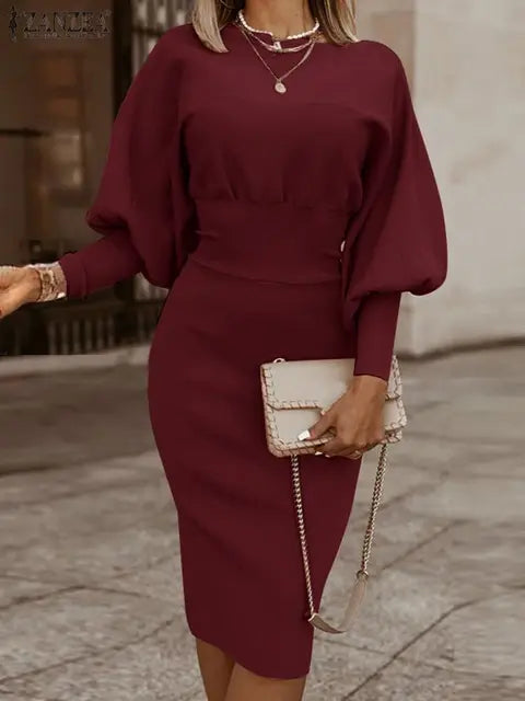 Vestido De Manga Mujer Elegante