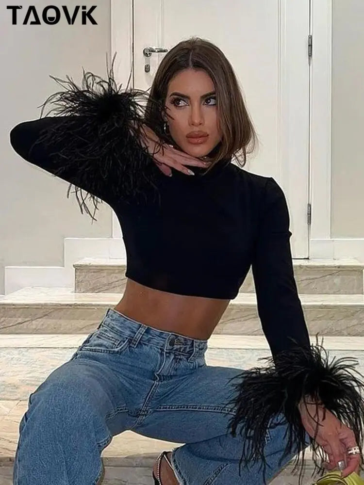 Camisas Básicas de Cuello Alto Negras para Mujer