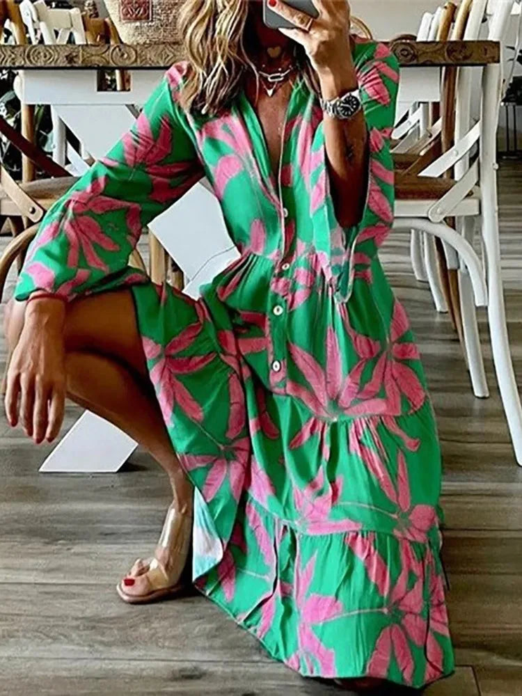 Vestido camisero bohemio de vacaciones