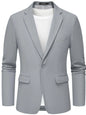 MAGE MALE Mens Blazer Casual Knit Sport Coat Slim Fit Suit Jacket Notch Lapel One Button Blazers Light Grey