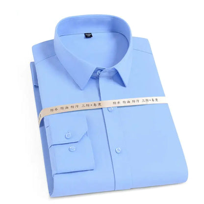 Camisa blanca de negocios de manga corta hidrofóbica impermeable a prueba de manchas de aceite para hombres