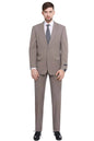 P&L Mens Suits Classic Fit 2 Piece - 2 Button Jacket Formal Dress Blazer & Pleated Pants Set Tan